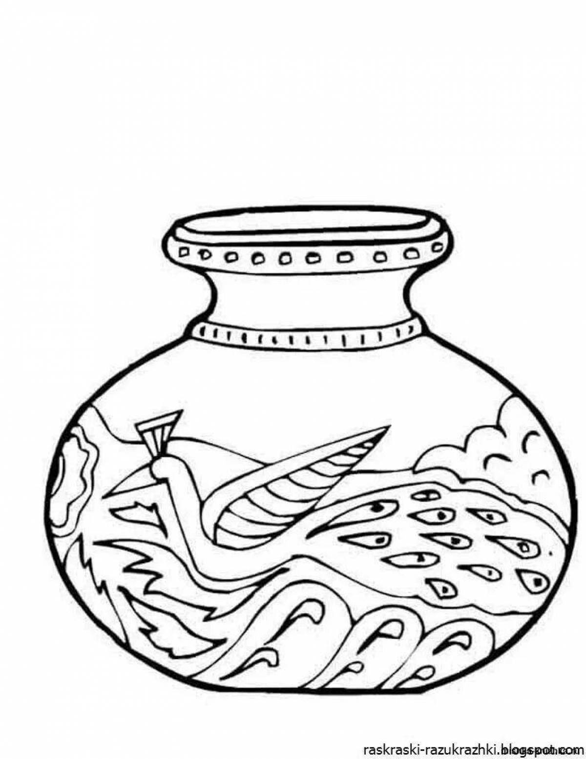 Coloring book shining vase for students