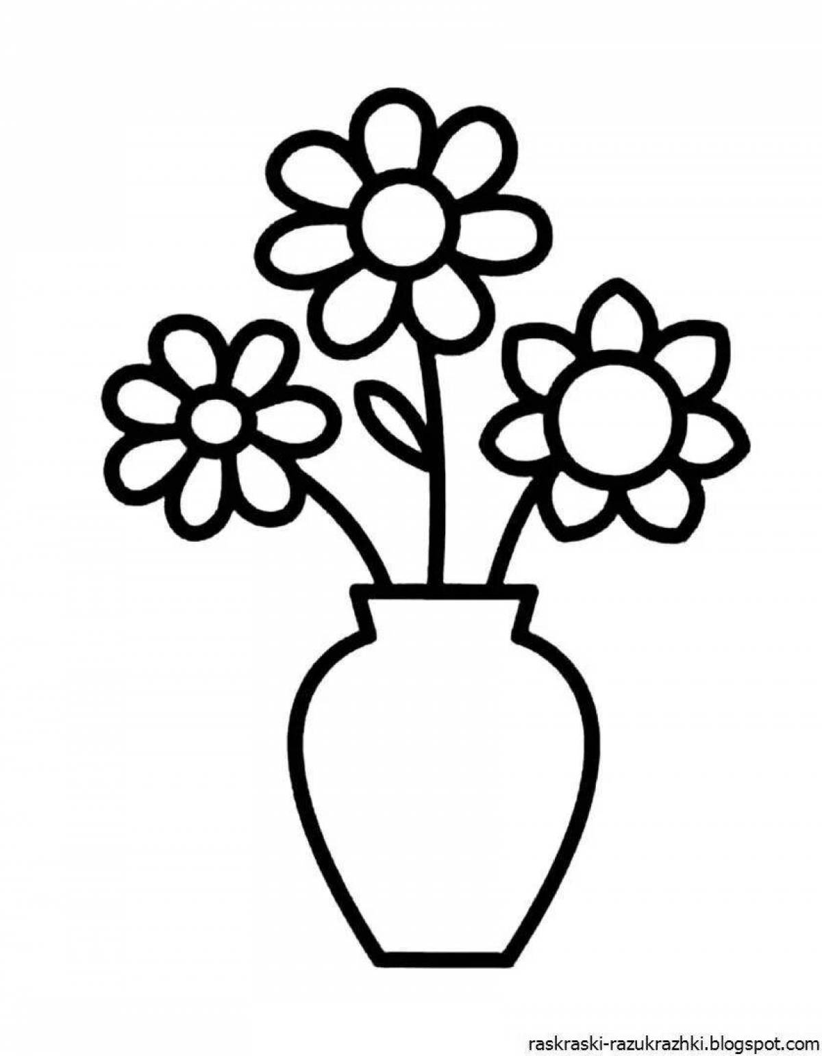 Яркая ваза-раскраска для дошкольников