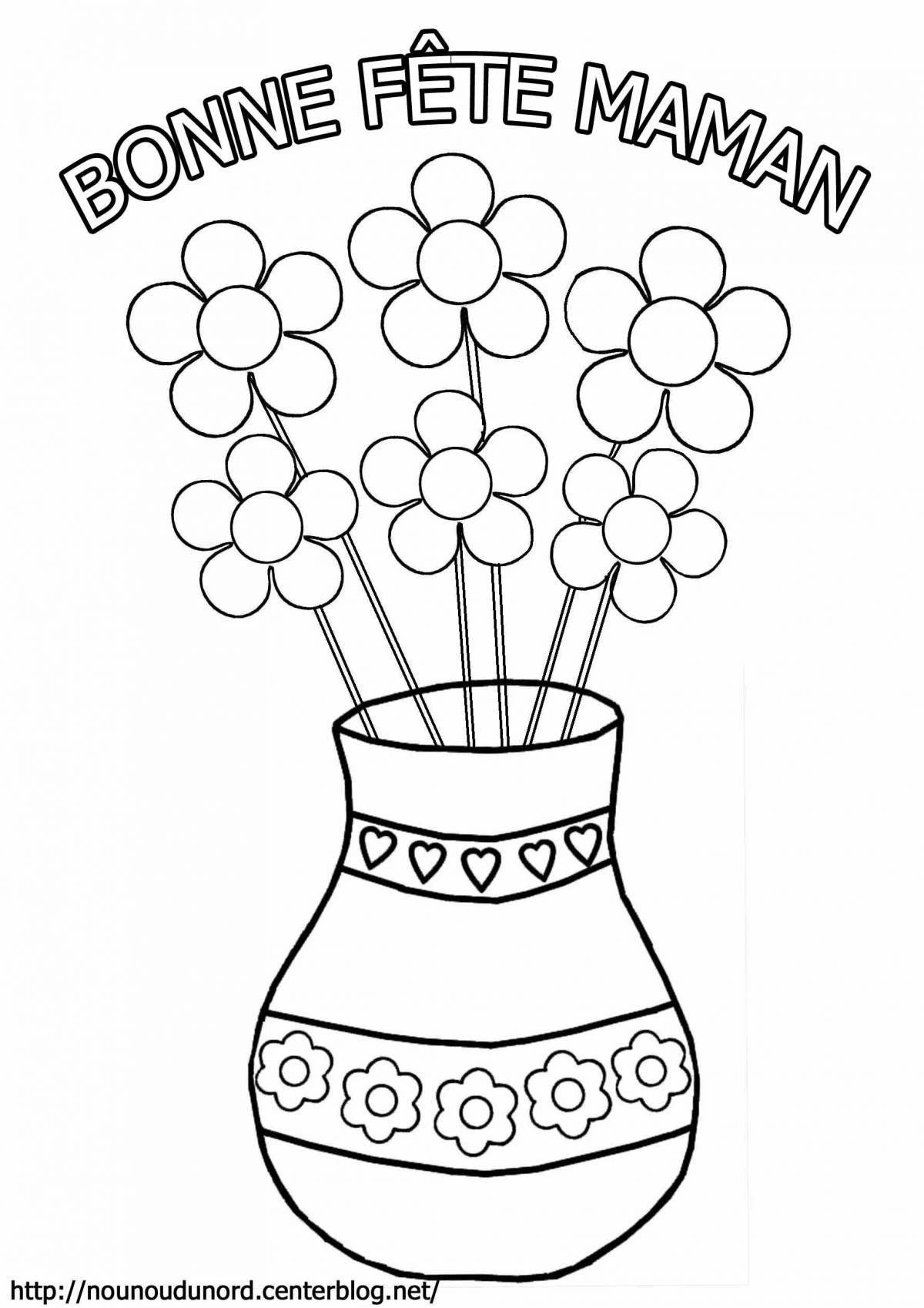 Dazzling coloring vase for schoolchildren