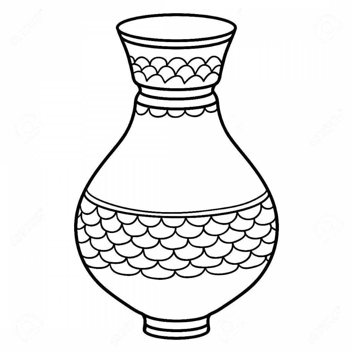 Раскраска вазы с рисунком круги распечатать