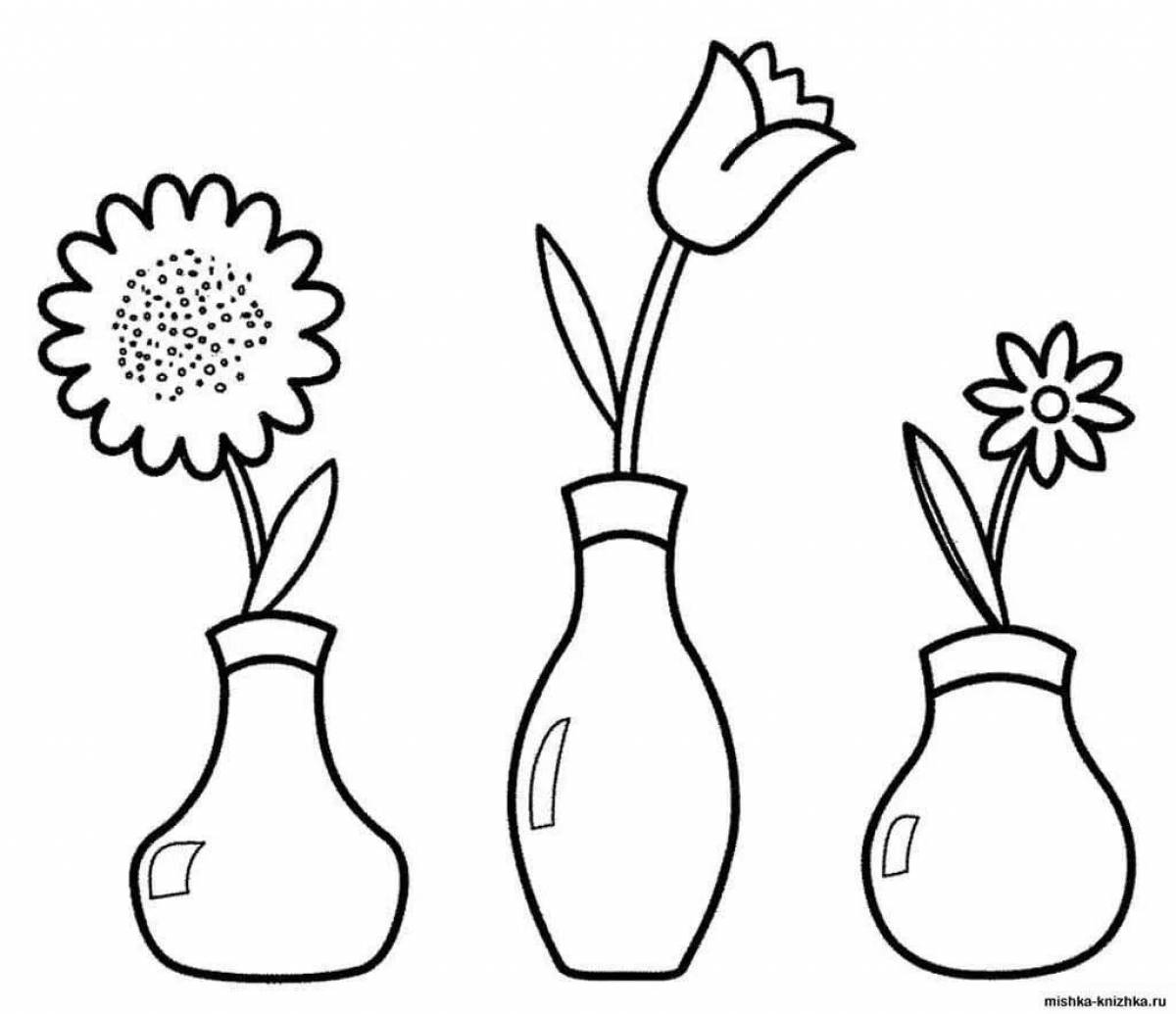 Cute coloring vase for kids