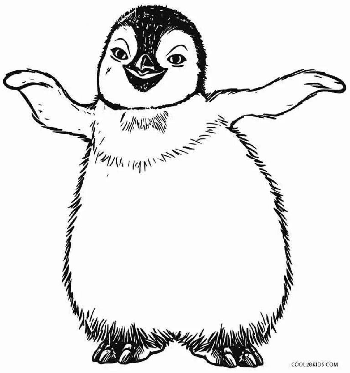 Раскраска игривый маленький пингвин