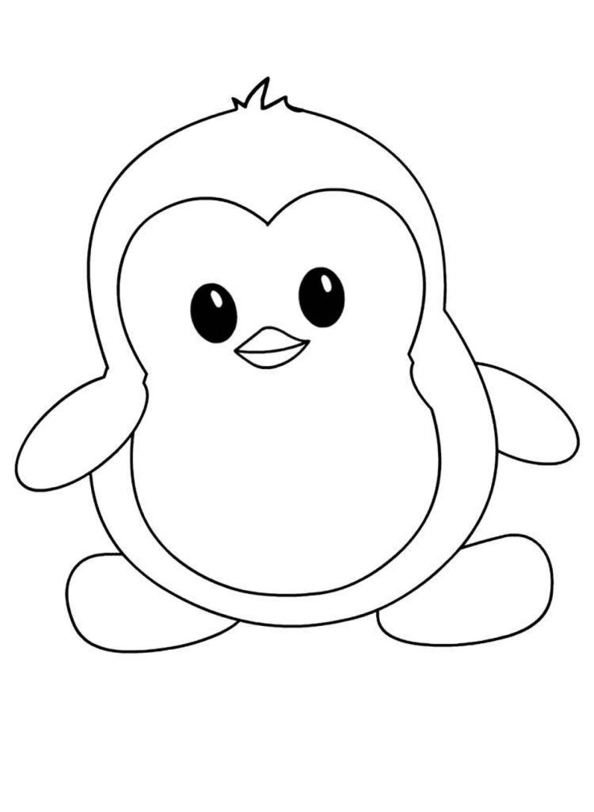 Coloring page adorable little penguin