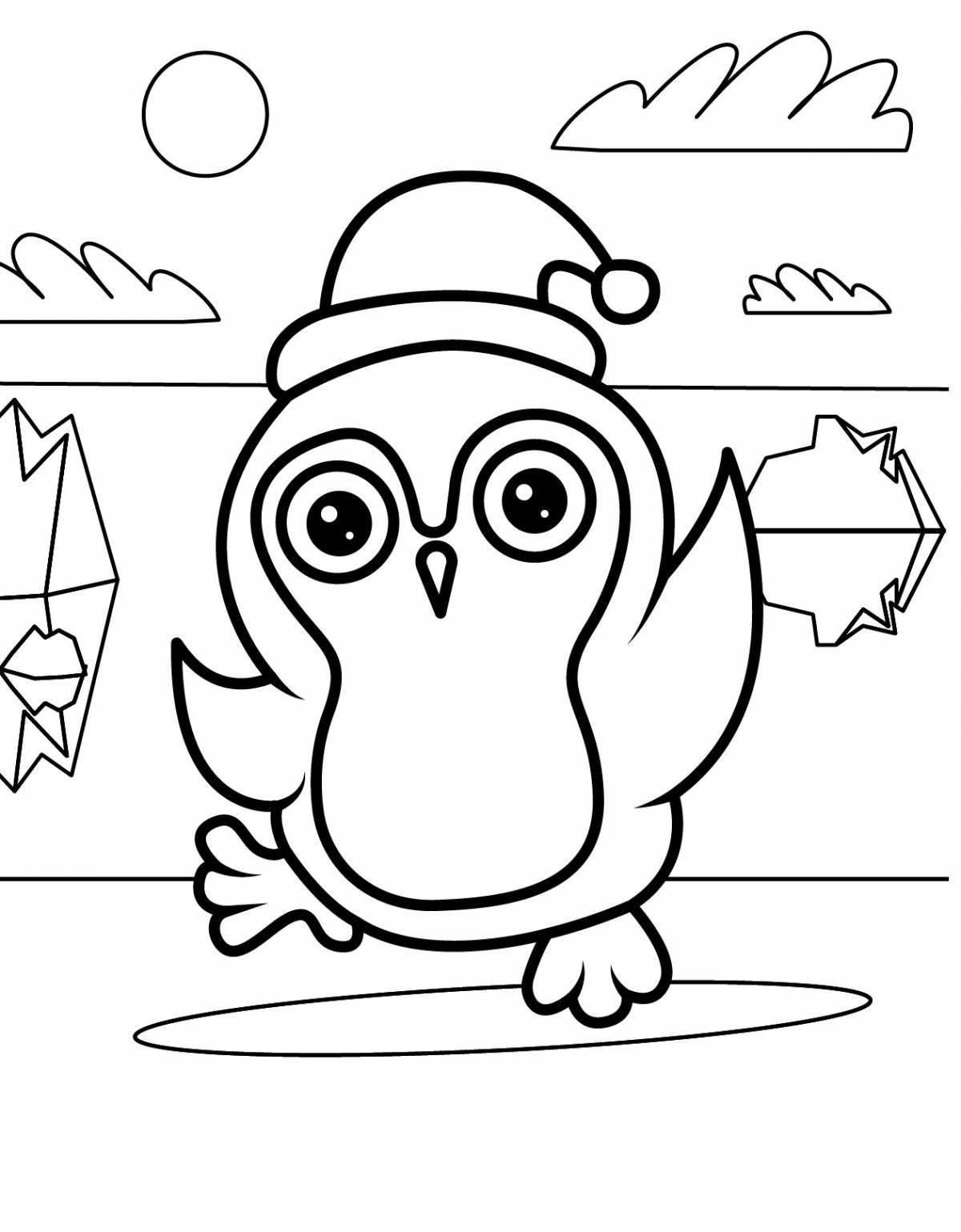 Cheerful little penguin coloring book