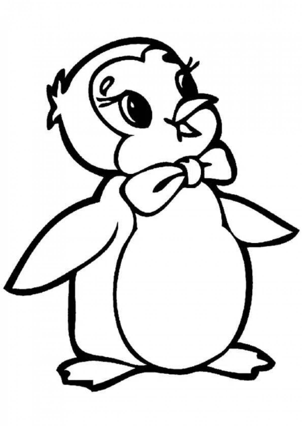 Fancy little penguin coloring page