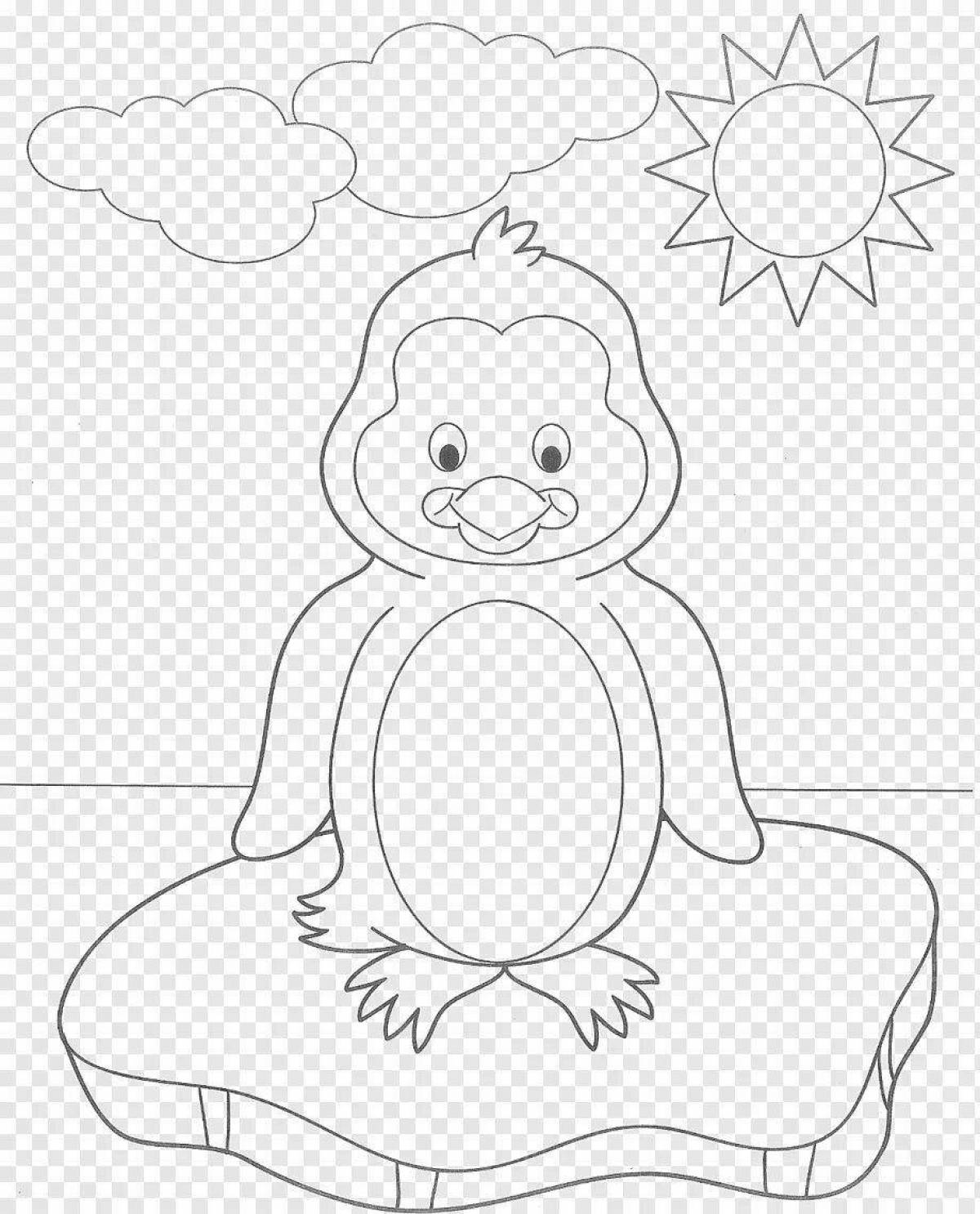 Coloring page of a wild little penguin
