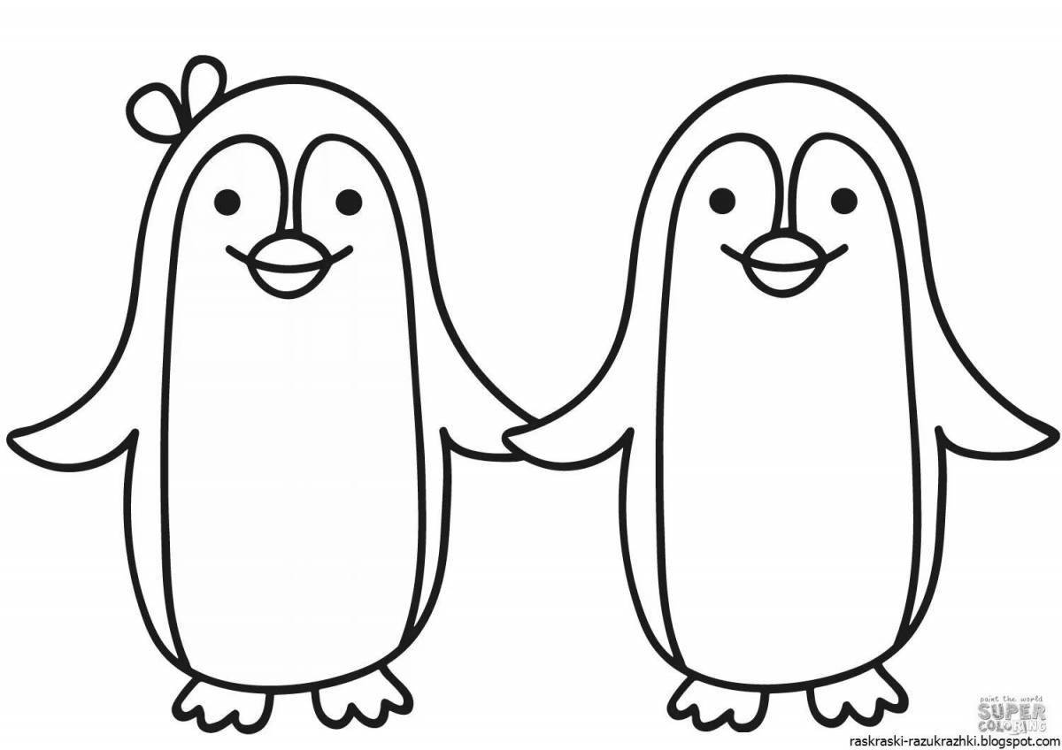 Coloring page funny little penguin