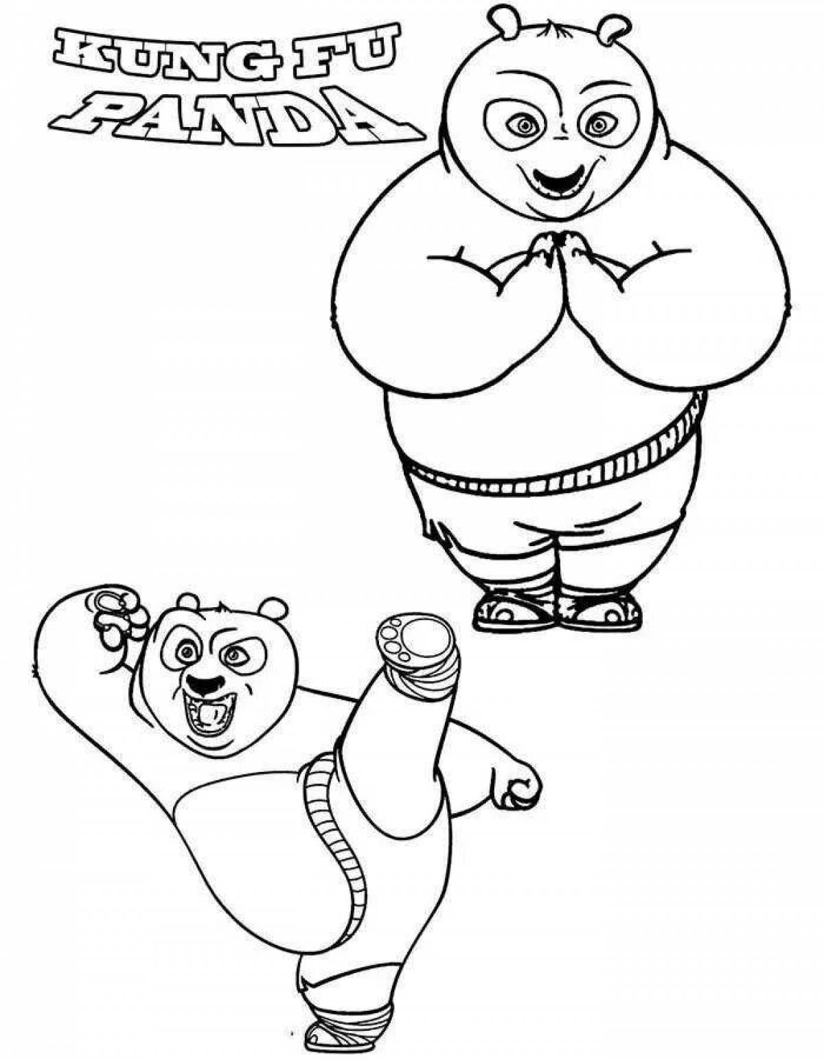 Kung fu panda coloring book with bright colors