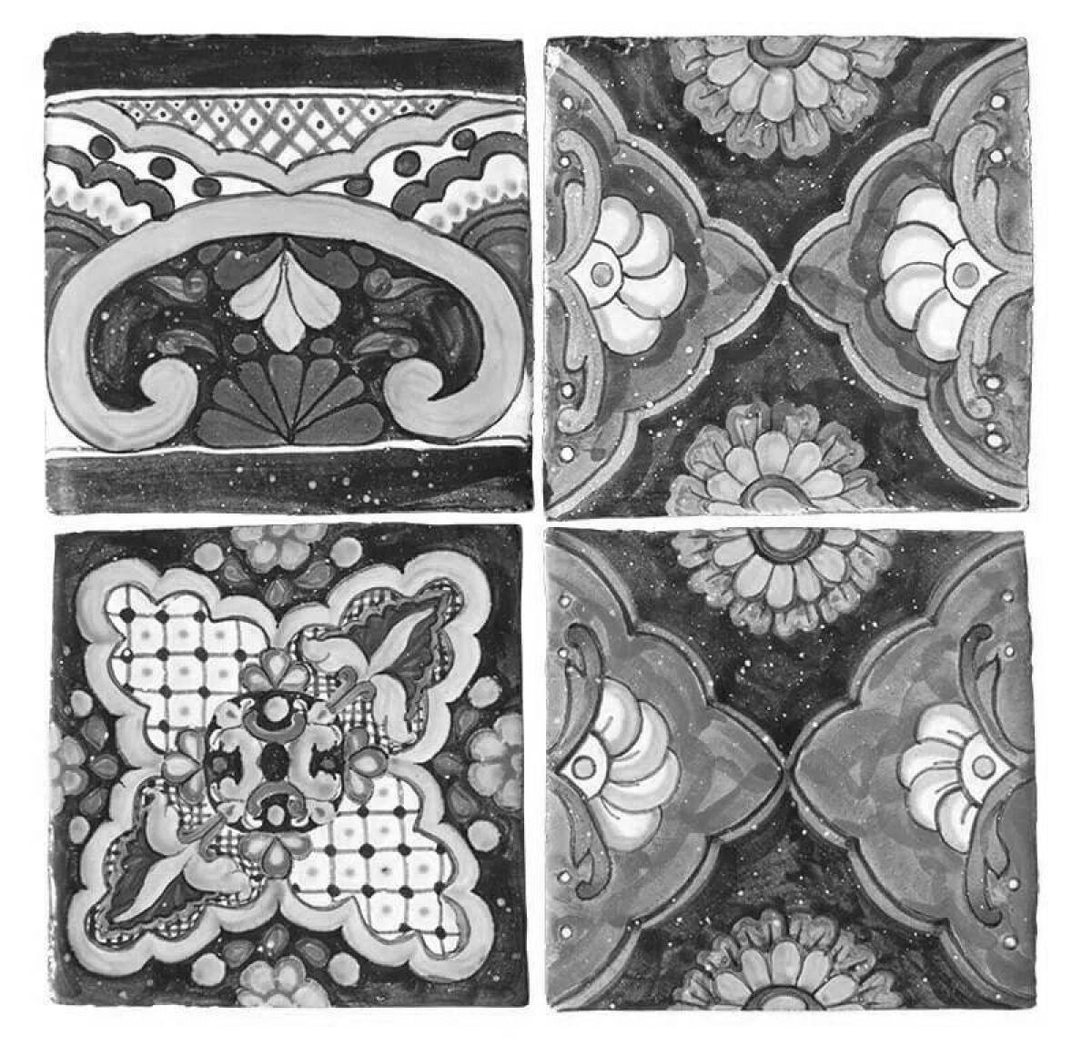 Charming ceramic tiles coloring book