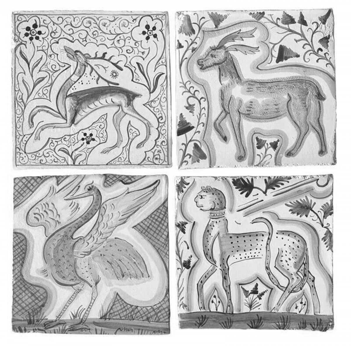 Coloring page charming ceramic tiles