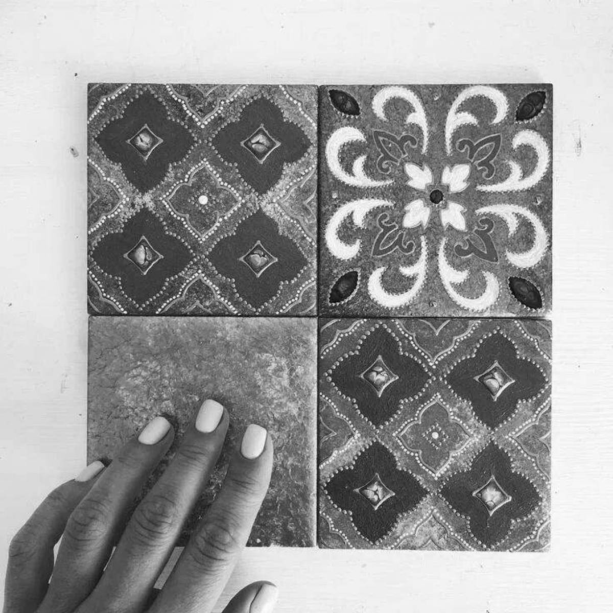 Coloring book gorgeous ceramic tiles
