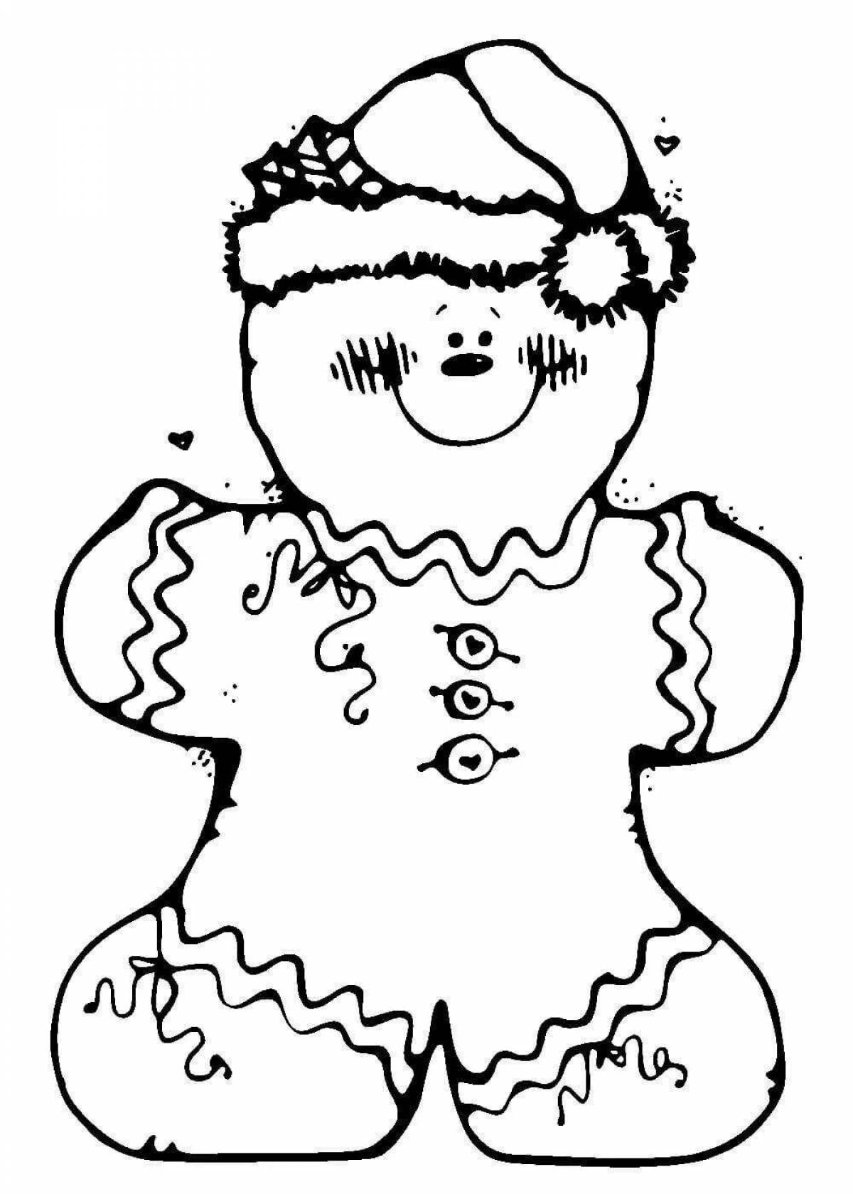 Playful gingerbread coloring page