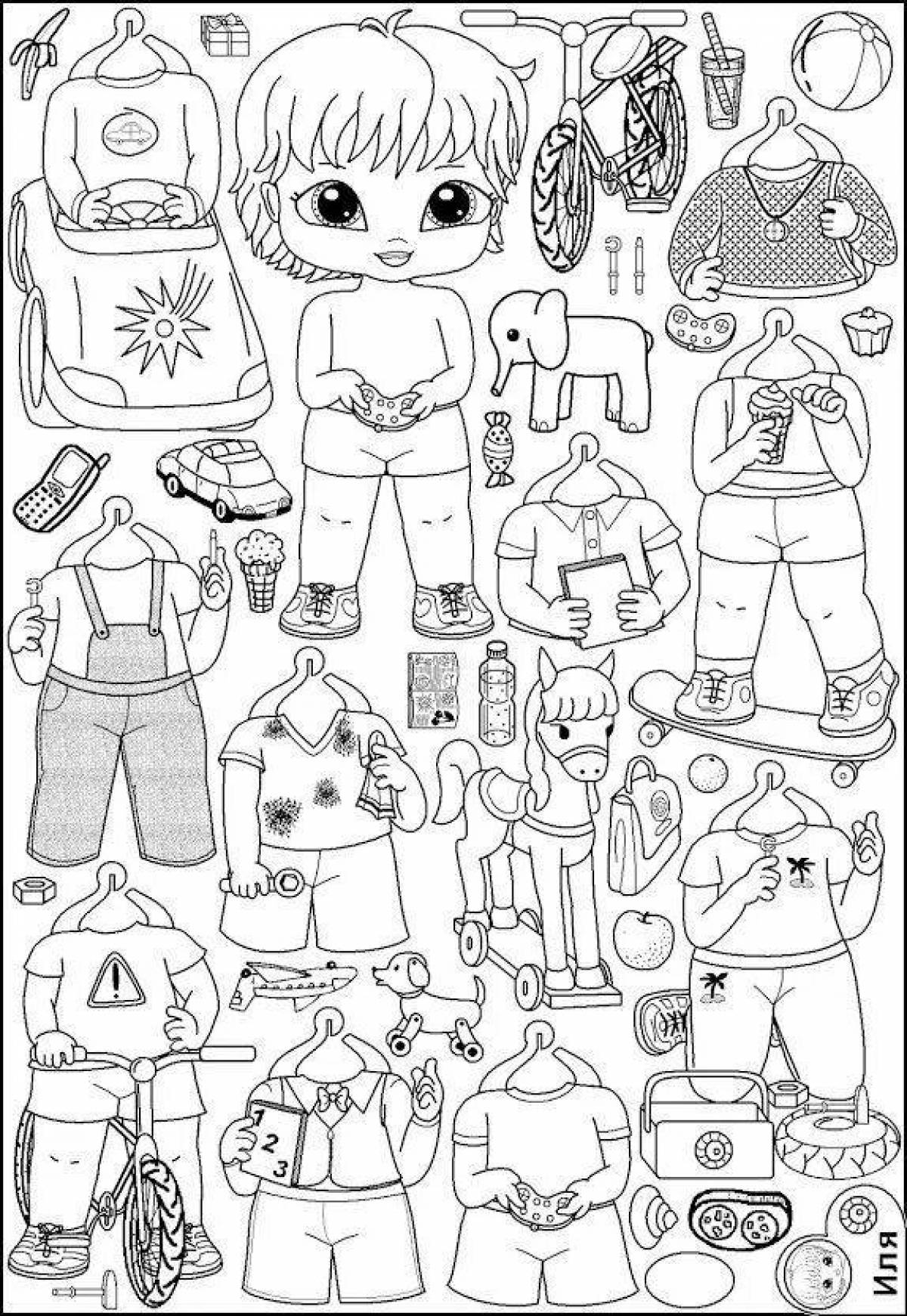 Amazing coloring book lol doll with paper cut clothes