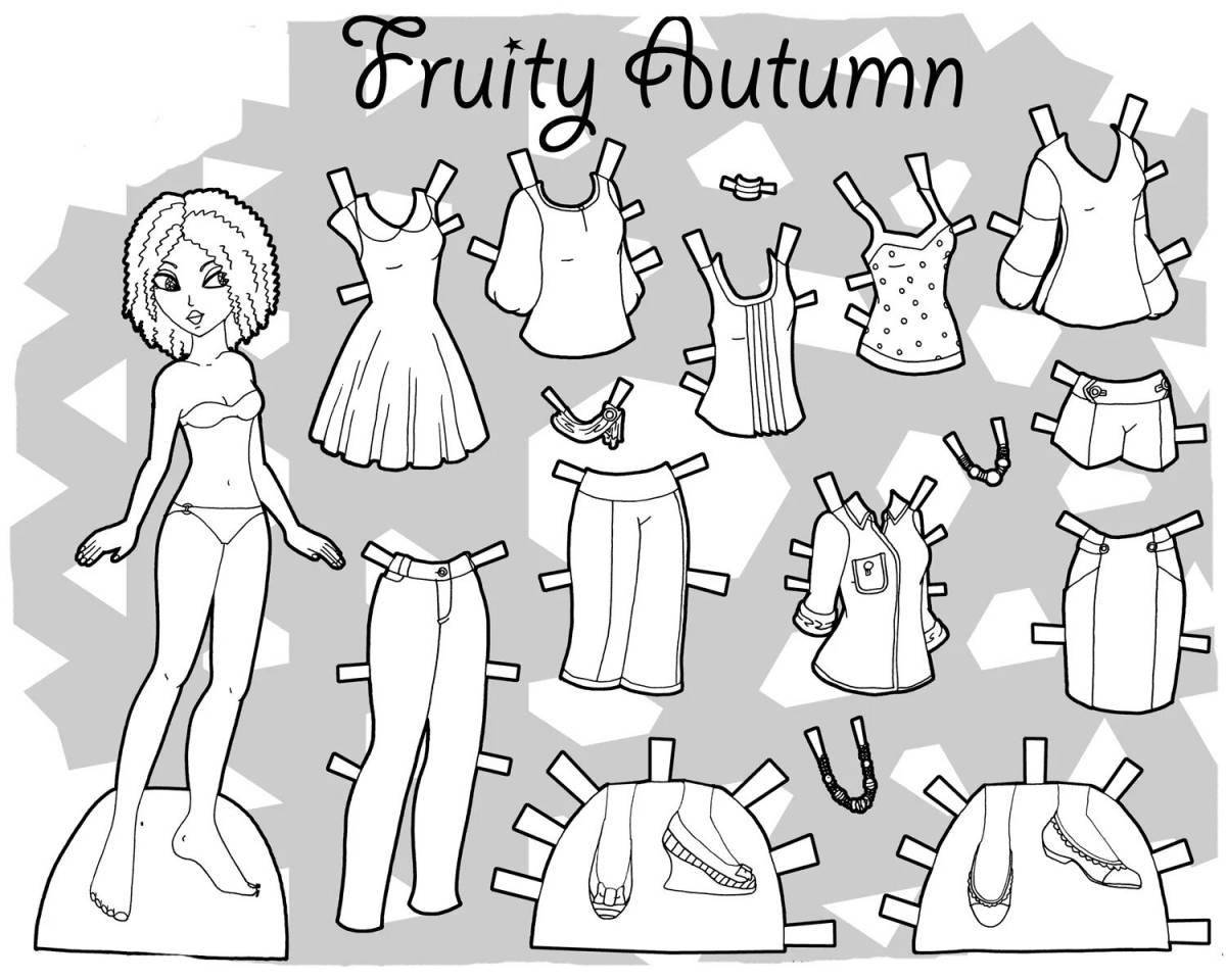 Adorable paper doll with clothes