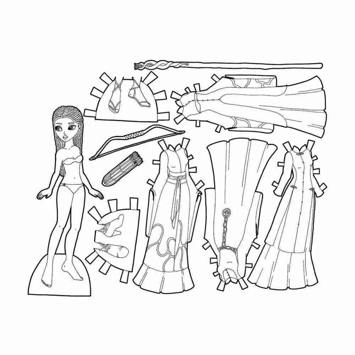 Funny paper doll with clothes
