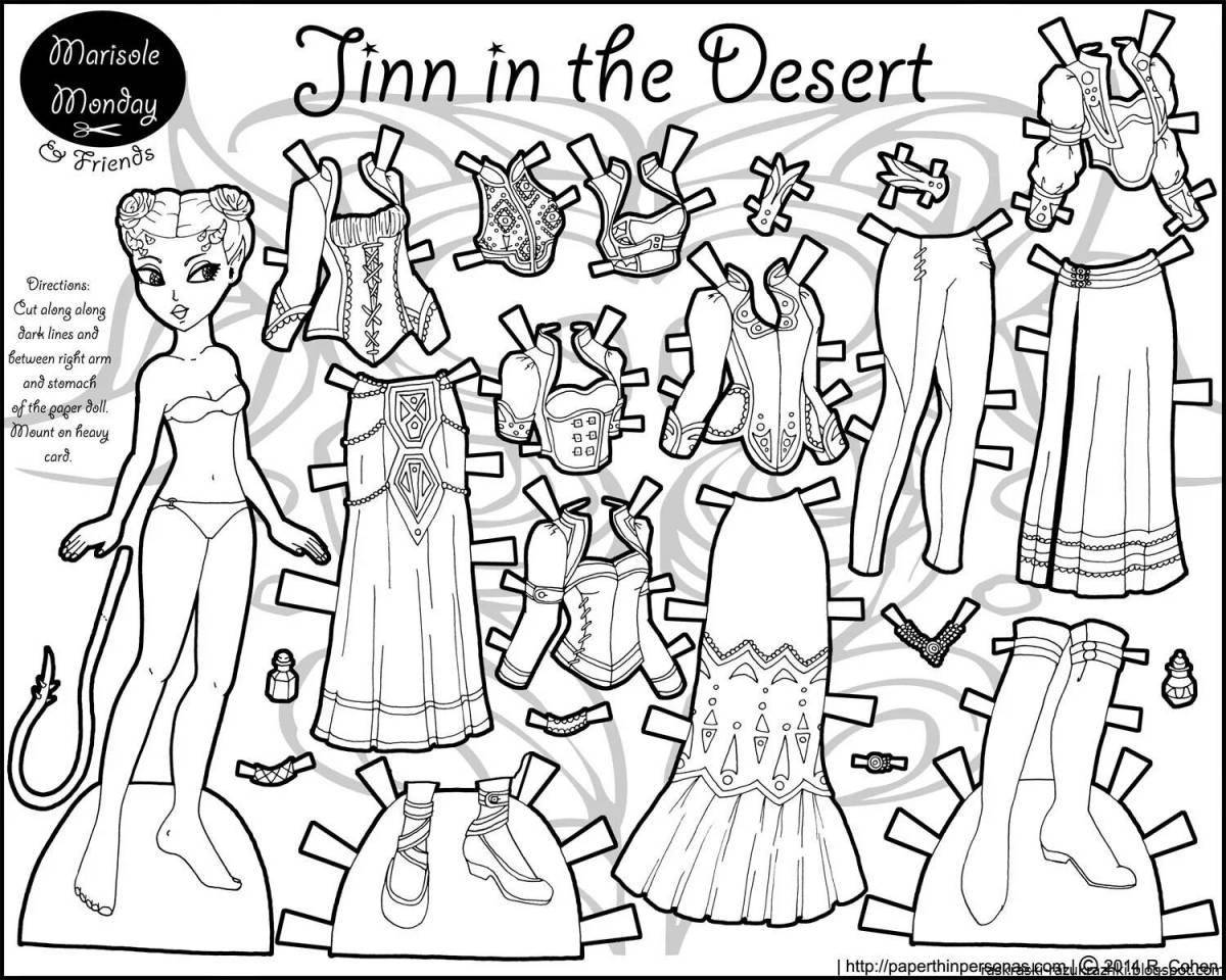 Playful paper doll with clothes