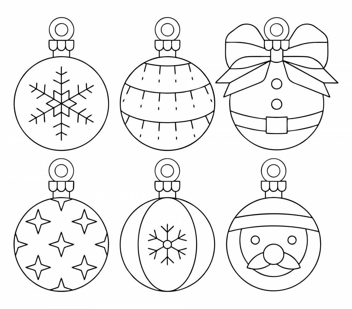 Bright Christmas ball coloring for kids