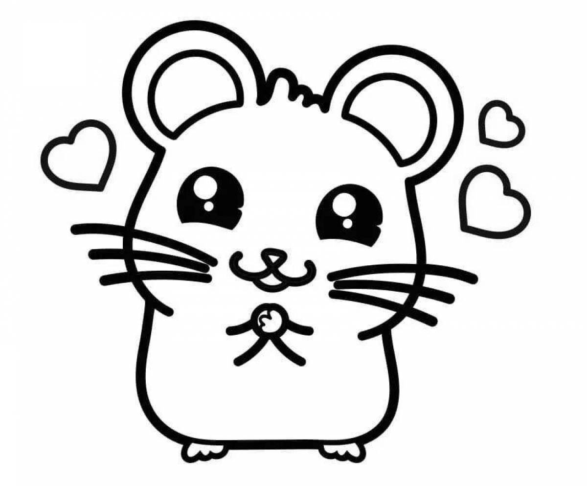 Happy hamster coloring for kids