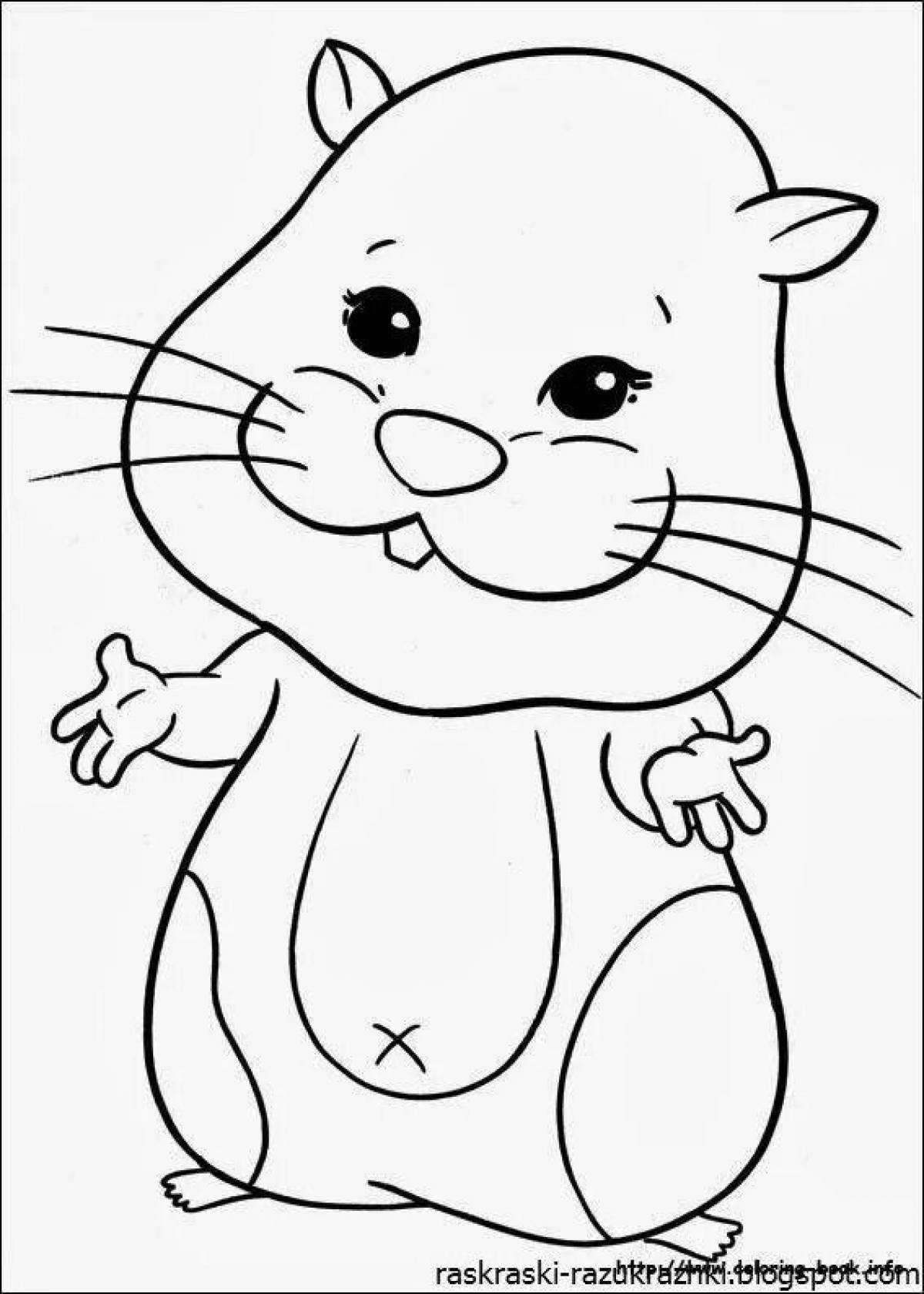 Playful hamster coloring page for kids