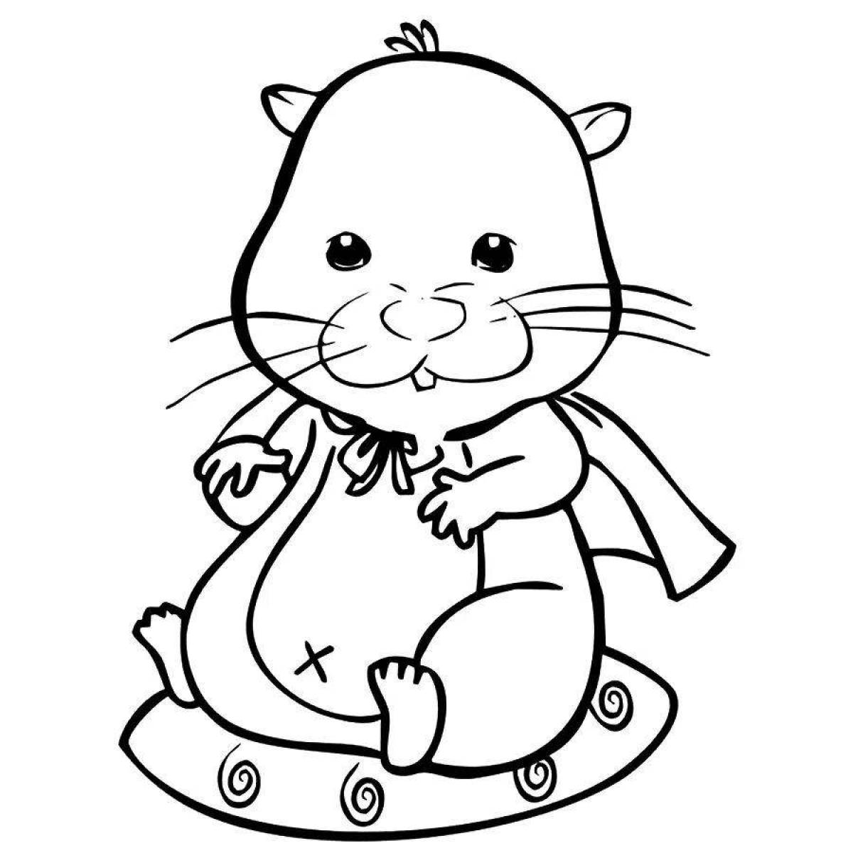 Adorable hamster coloring page for kids