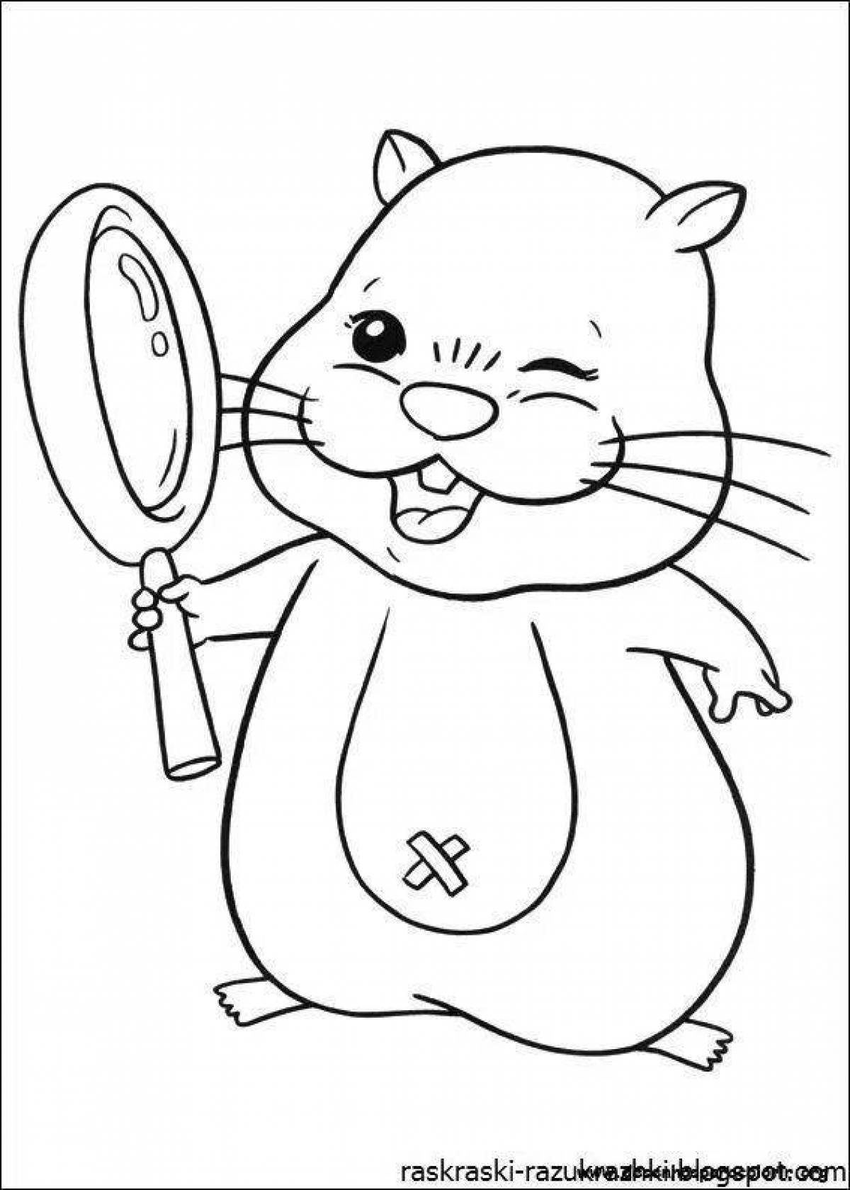 Adorable hamster coloring page for kids