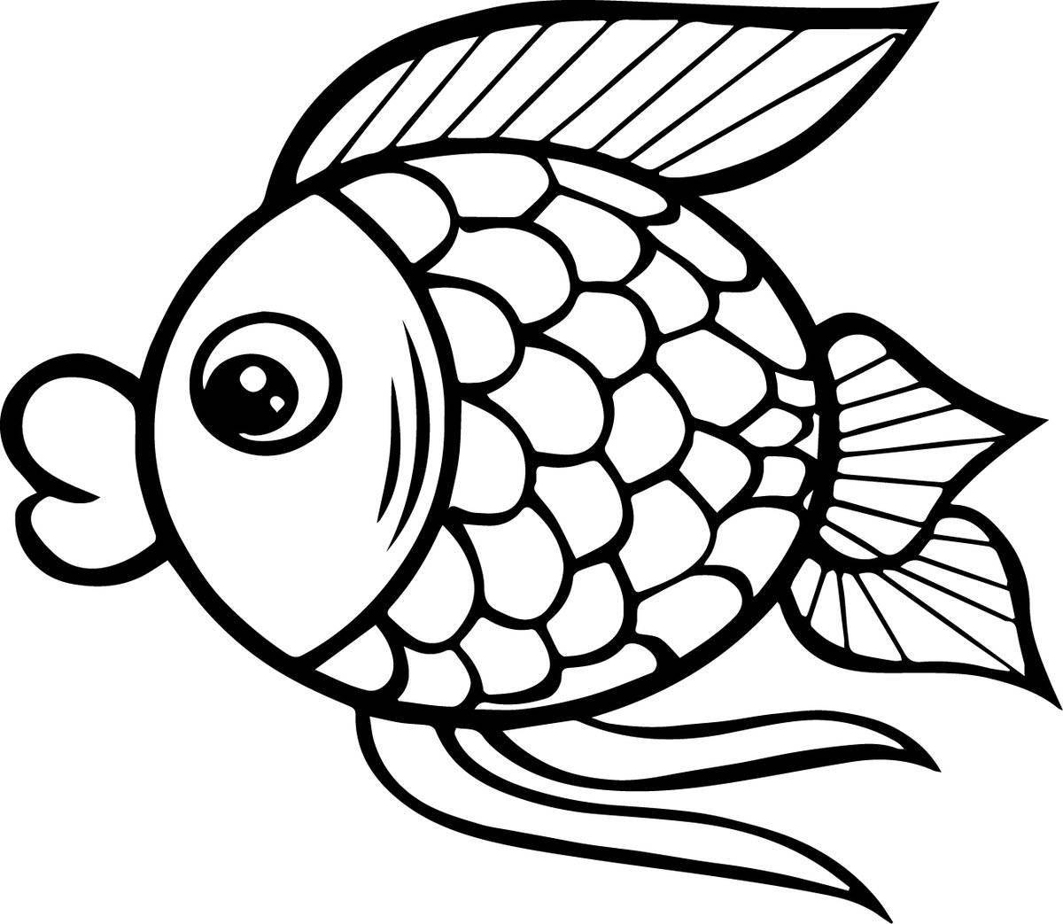 Веселая рыбка-раскраска для детей 3-4 лет