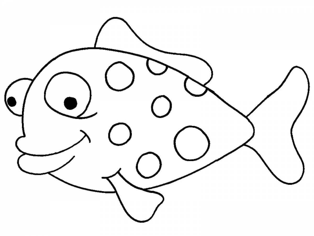 Радостная рыбка-раскраска для детей 3-4 лет