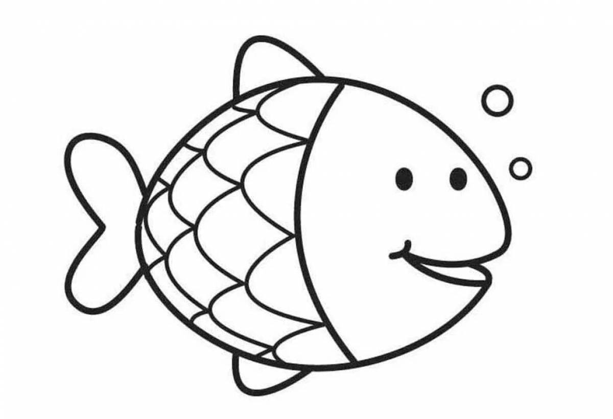 Entertaining fish coloring book for children 3-4 years old