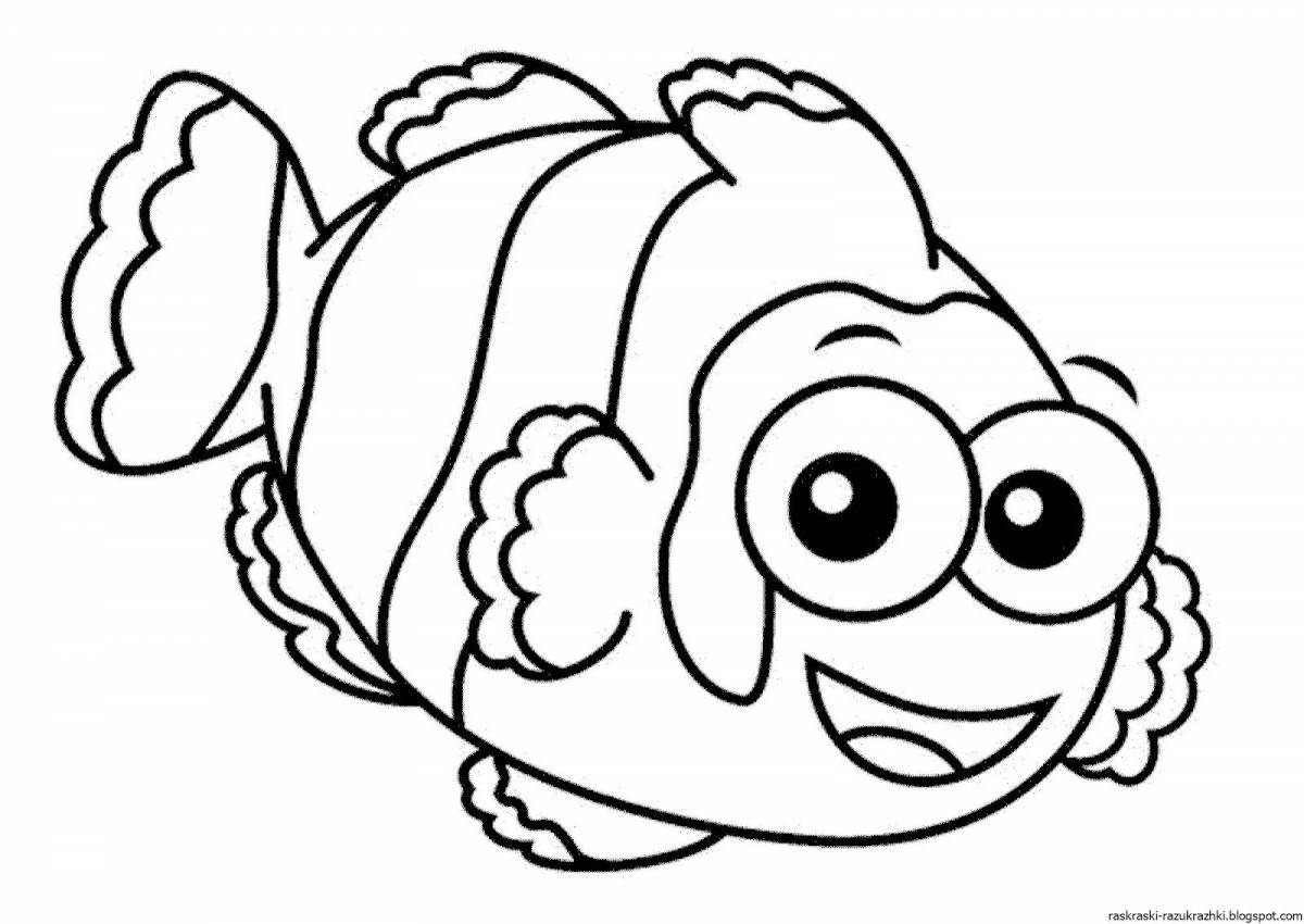 Cute fish coloring pages for 3-4 year olds