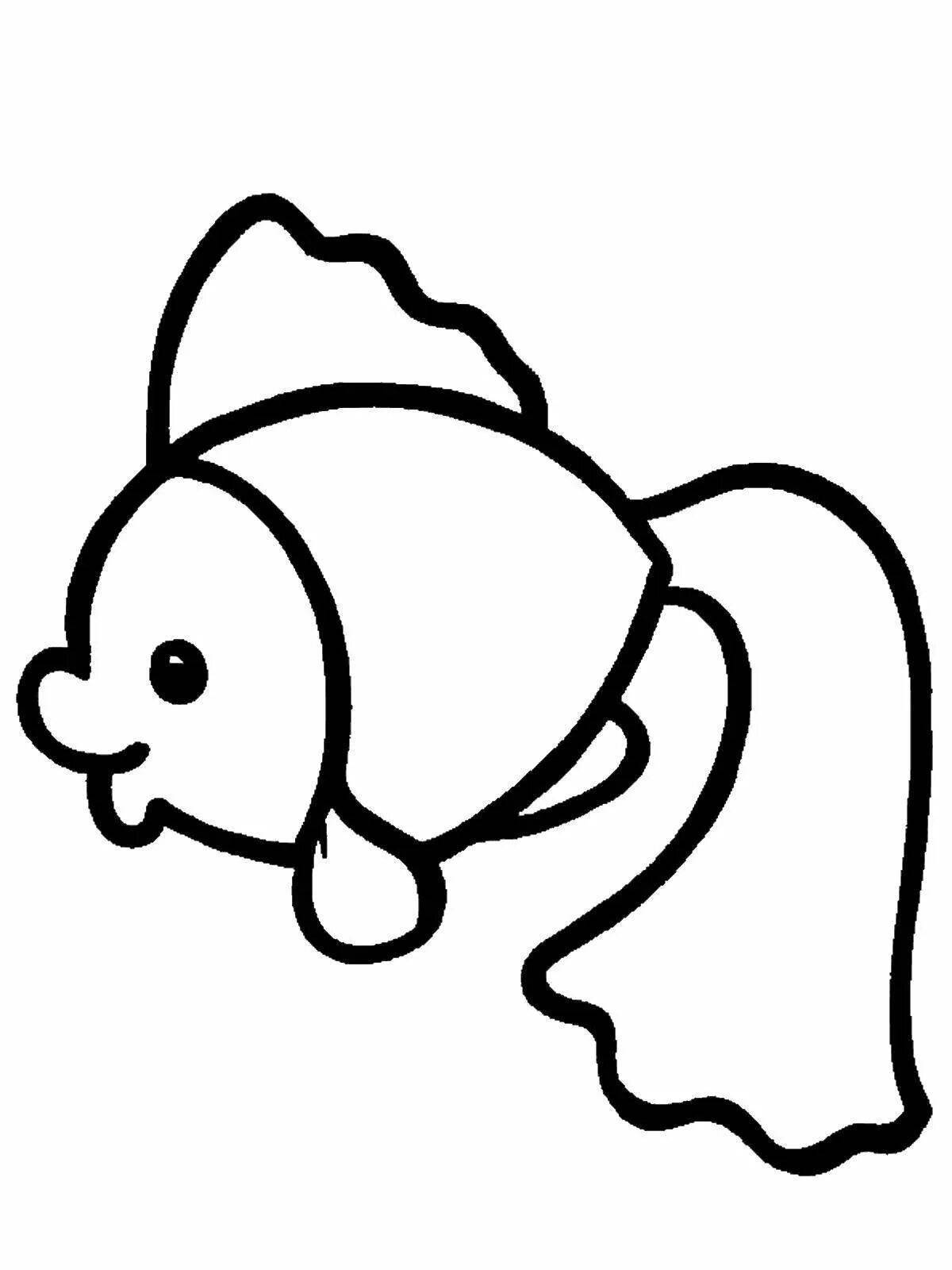 Cute fish coloring book for 3-4 year olds