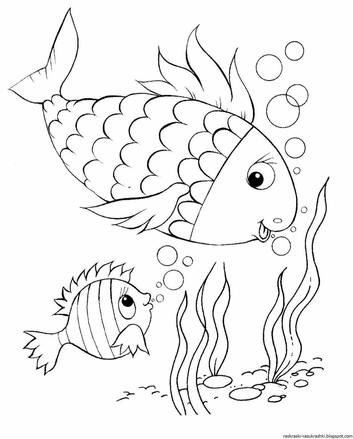 Раскраска сладкая рыбка для детей 3-4 лет