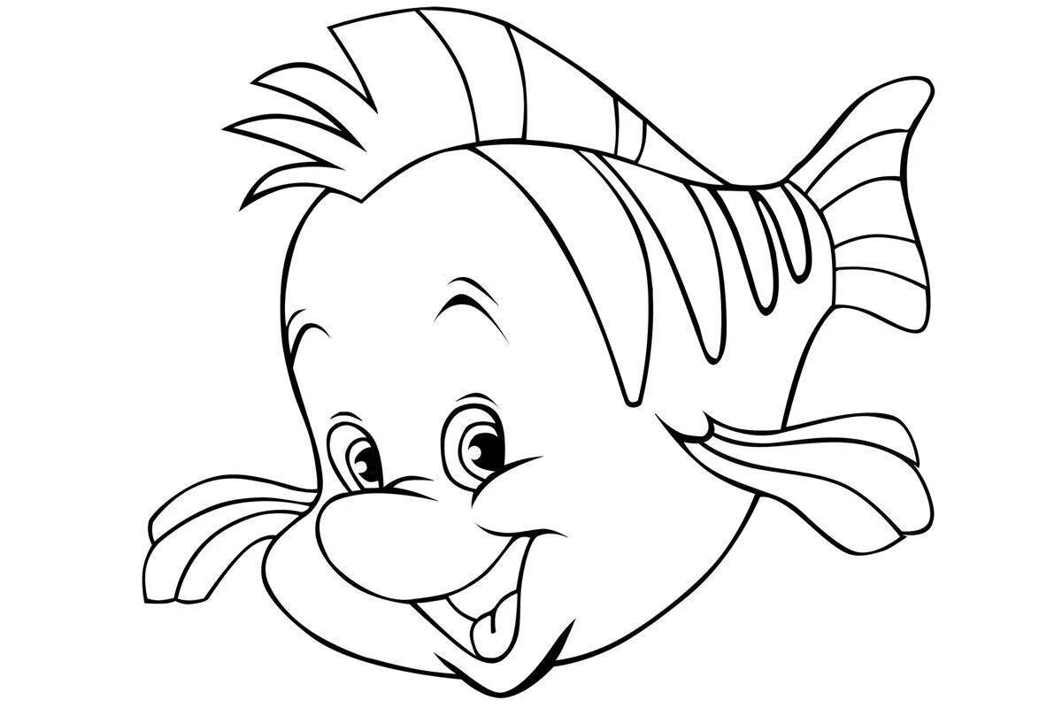 Великолепная рыбка-раскраска для детей 3-4 лет