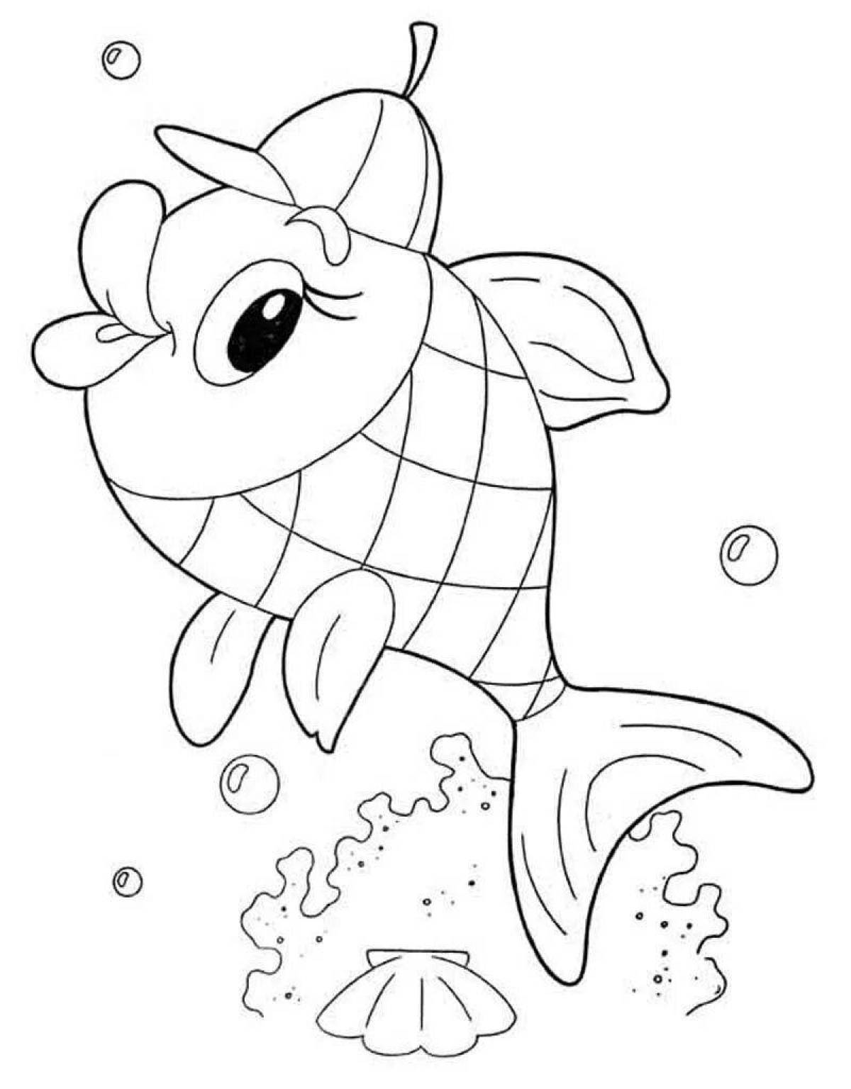 Nice fish coloring book for 3-4 year olds