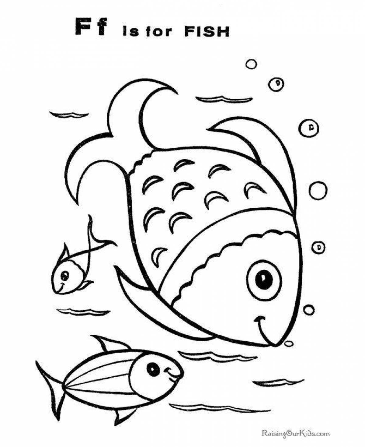 Fabulous fish coloring pages for 3-4 year olds