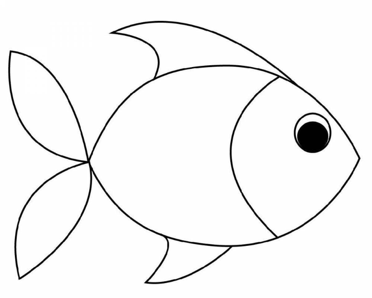 Impressive fish coloring page for 3-4 year olds