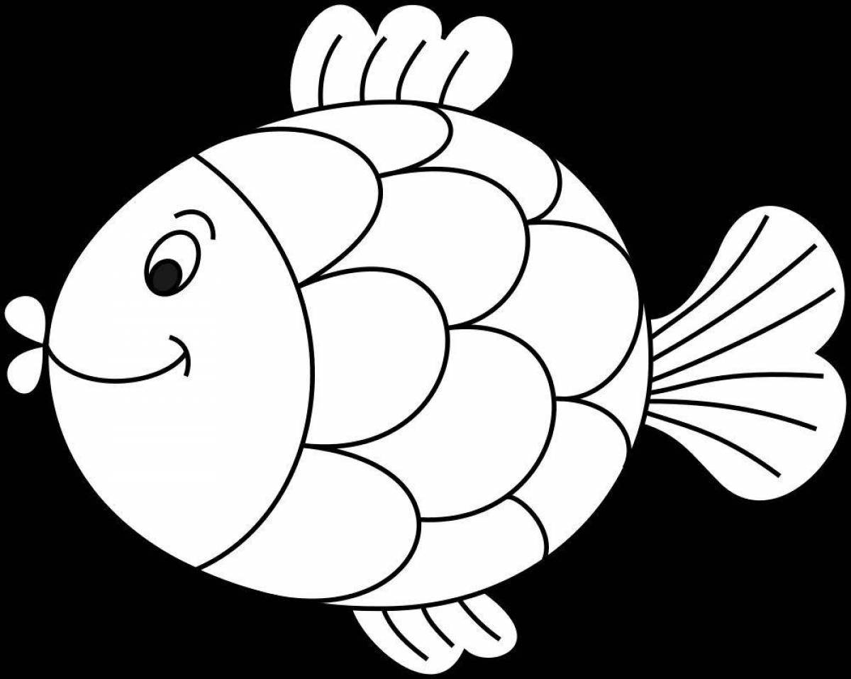 Изысканная рыбка-раскраска для детей 3-4 лет