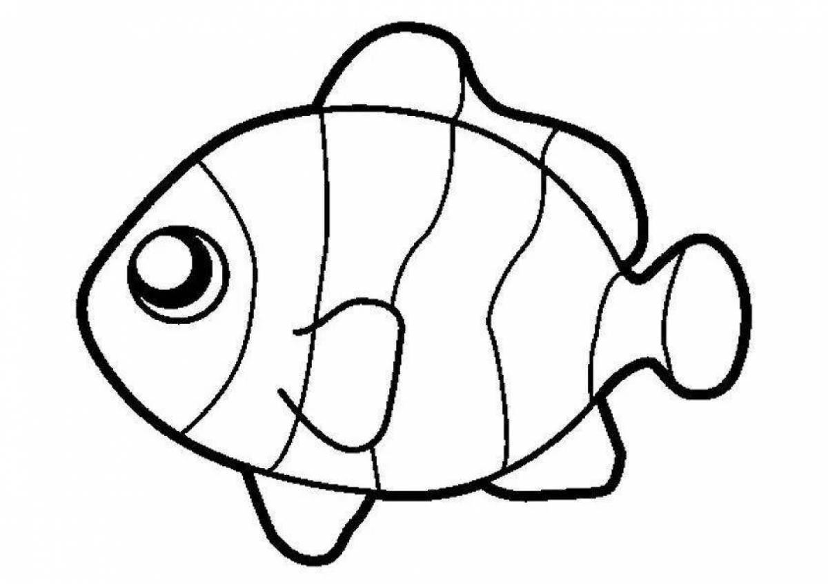 Блестящая рыбка-раскраска для детей 3-4 лет