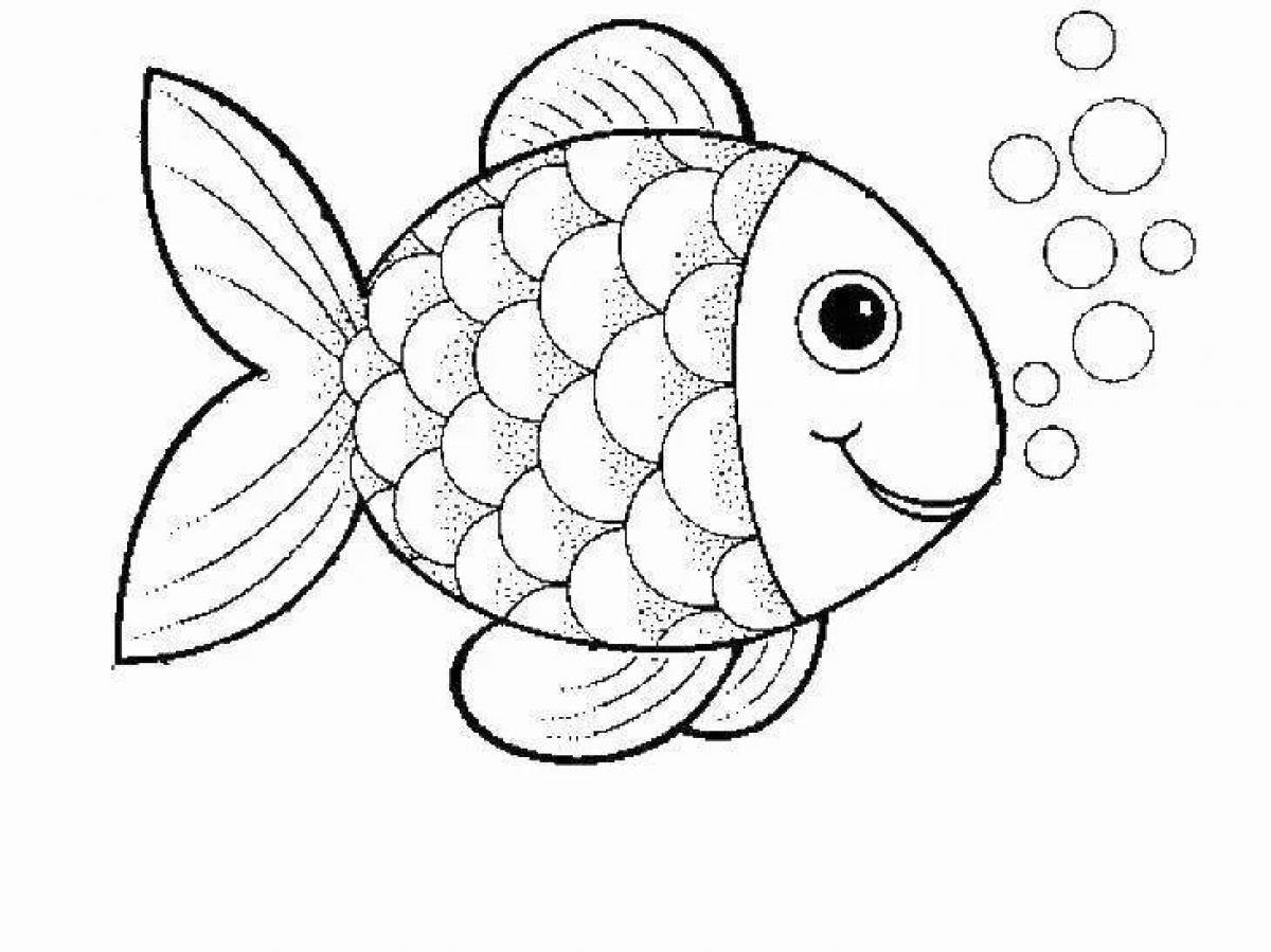 Выдающаяся страница раскраски рыб для детей 3-4 лет