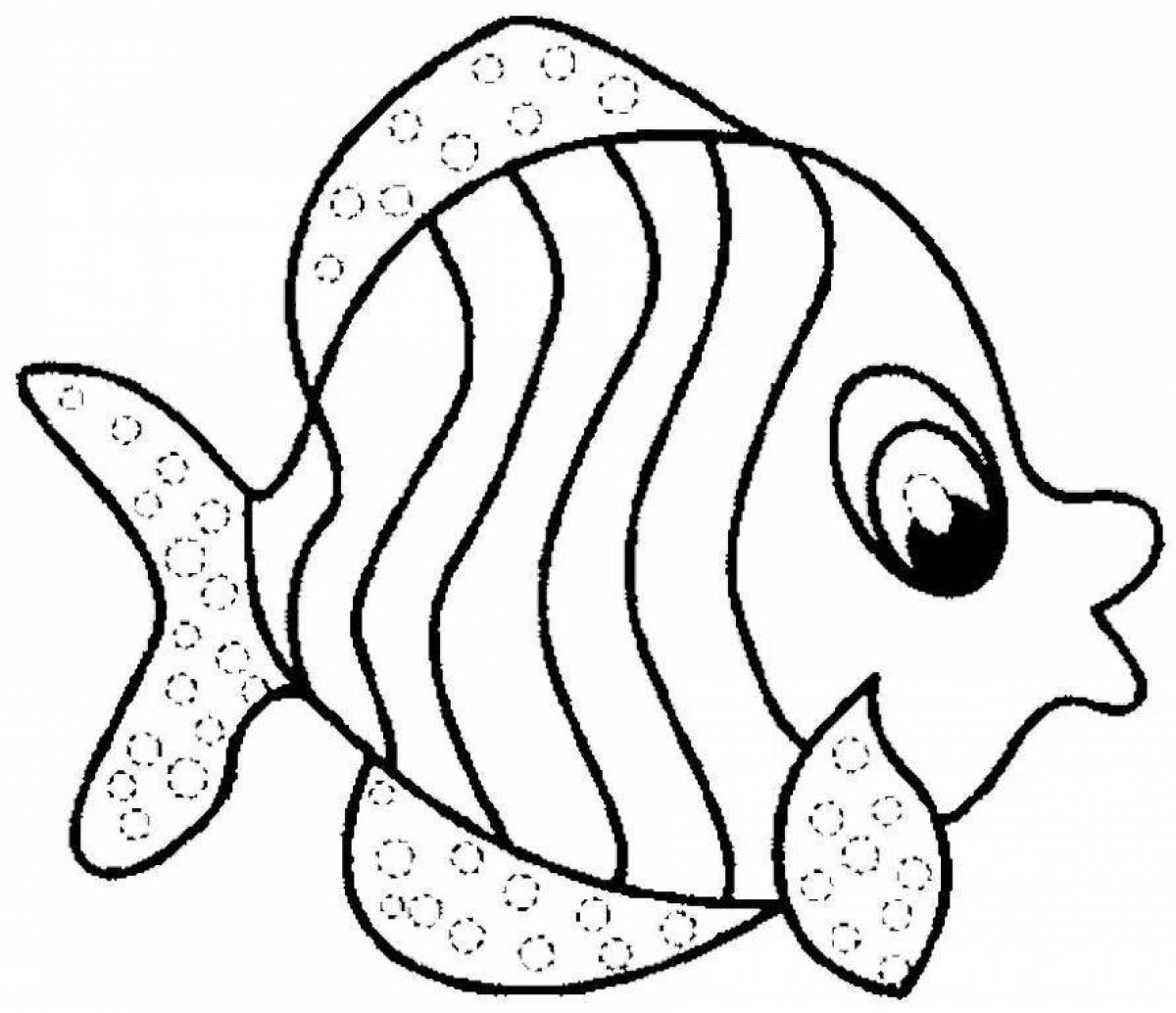 Захватывающая раскраска рыбка для детей 3-4 лет