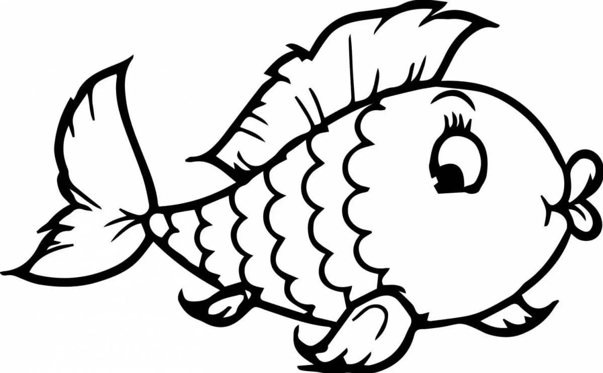 Раскраска гламурная рыбка для детей 3-4 лет