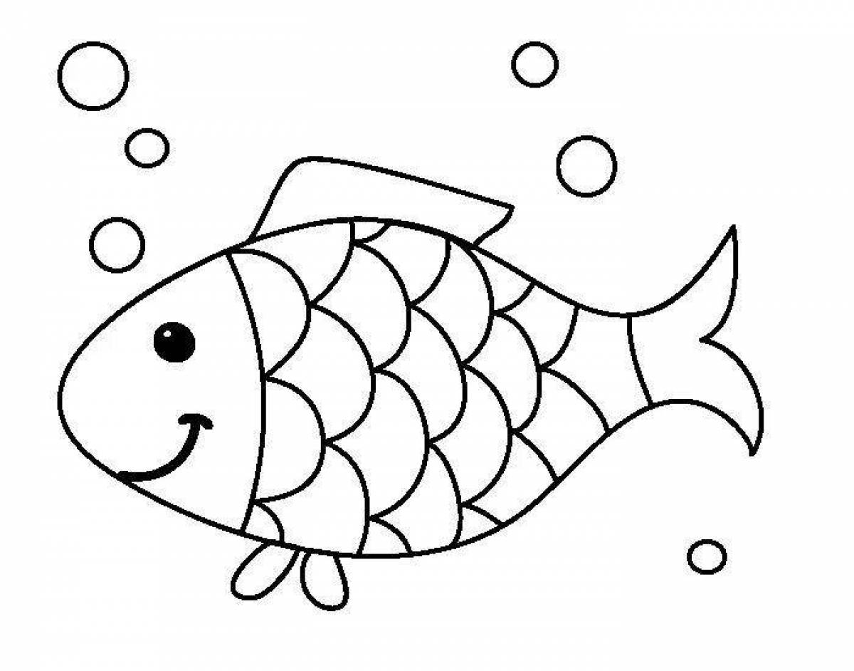 Coloring pages with fish for children 3-4 years old