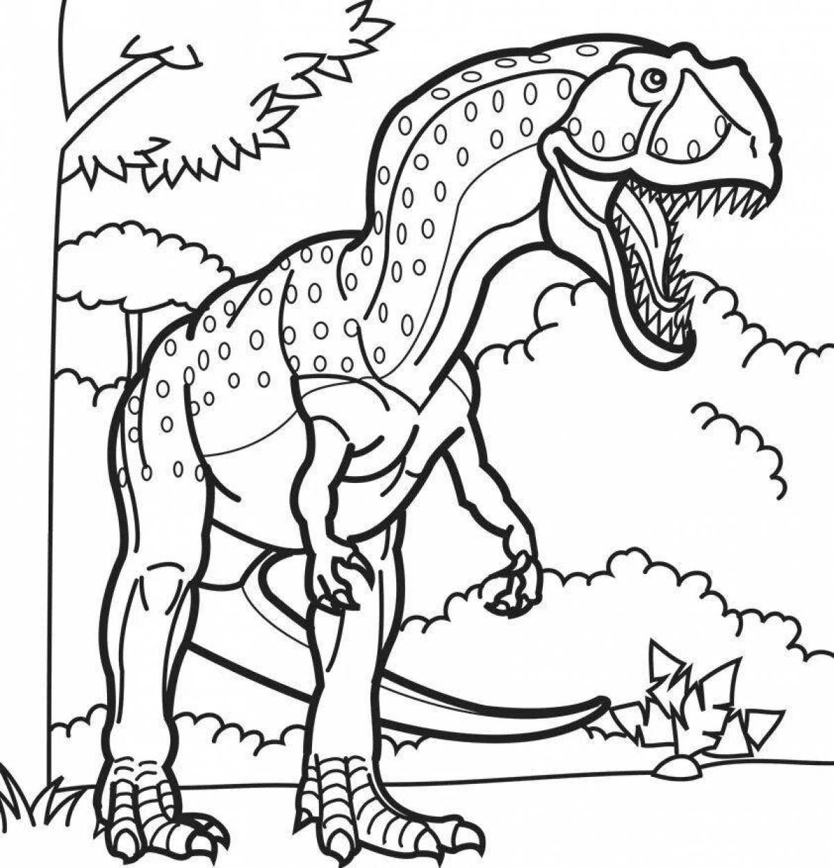 Красочная страница раскраски динозавров