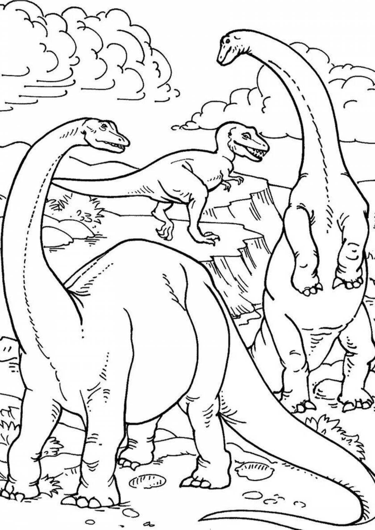 Раскраска радостный динозавр