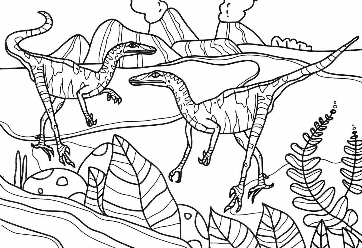 Выдающаяся страница раскраски динозавров