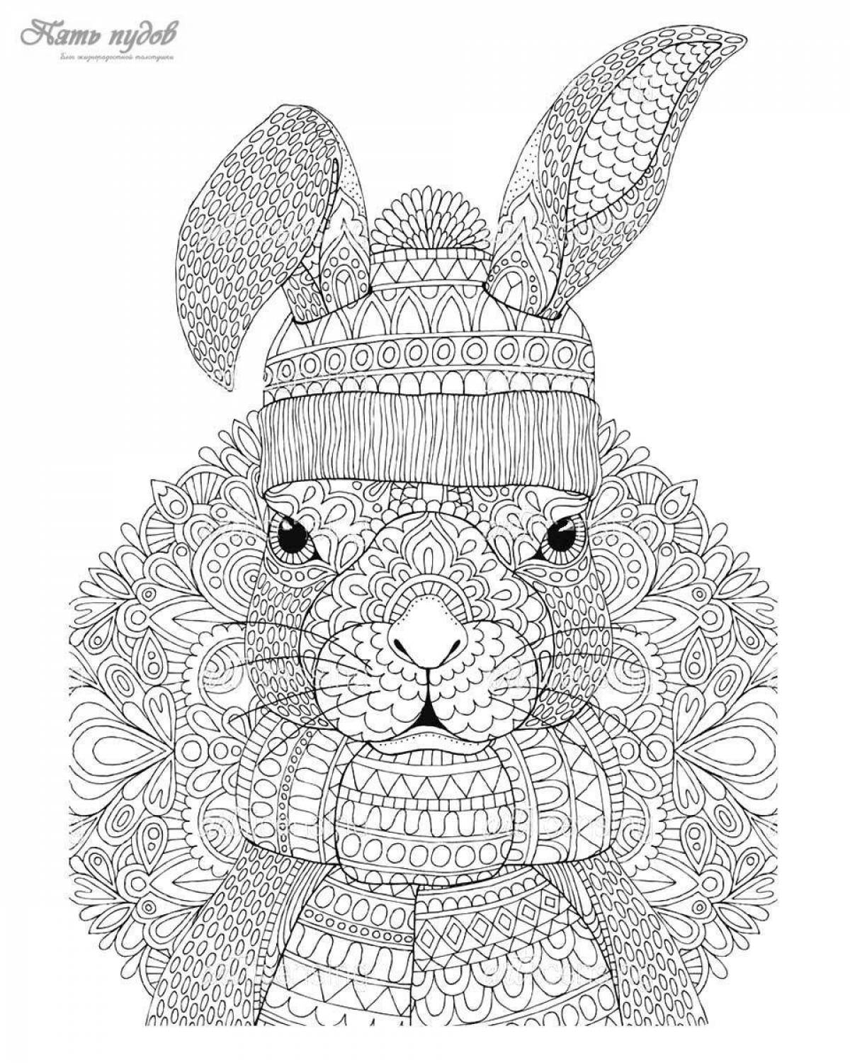 Colorful anti-stress coloring hare