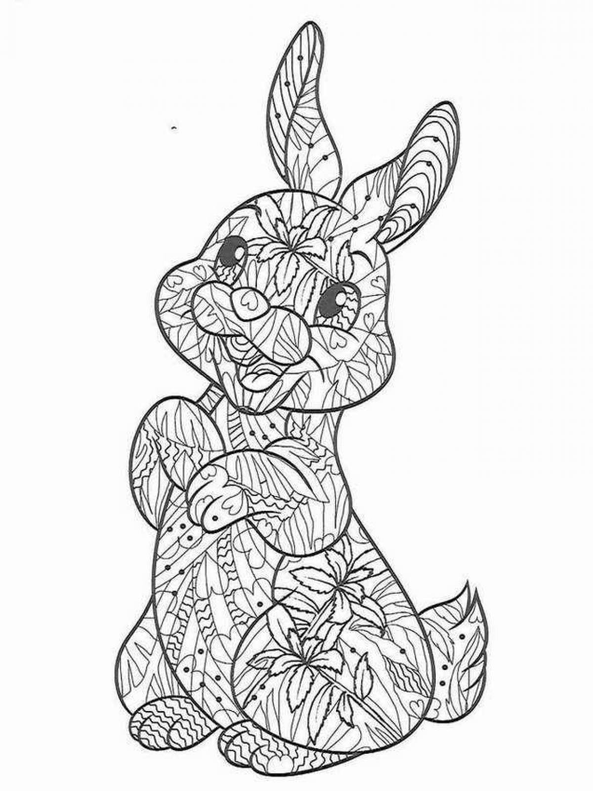 Coloring book joyful anti-stress hare