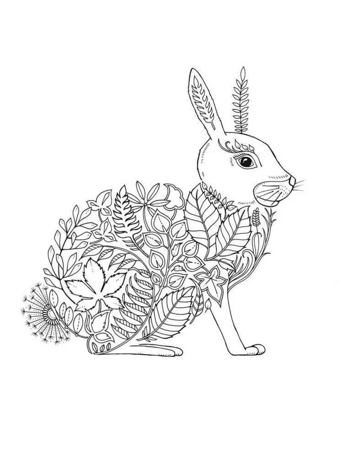 Раскраска безмятежный антистрессовый заяц
