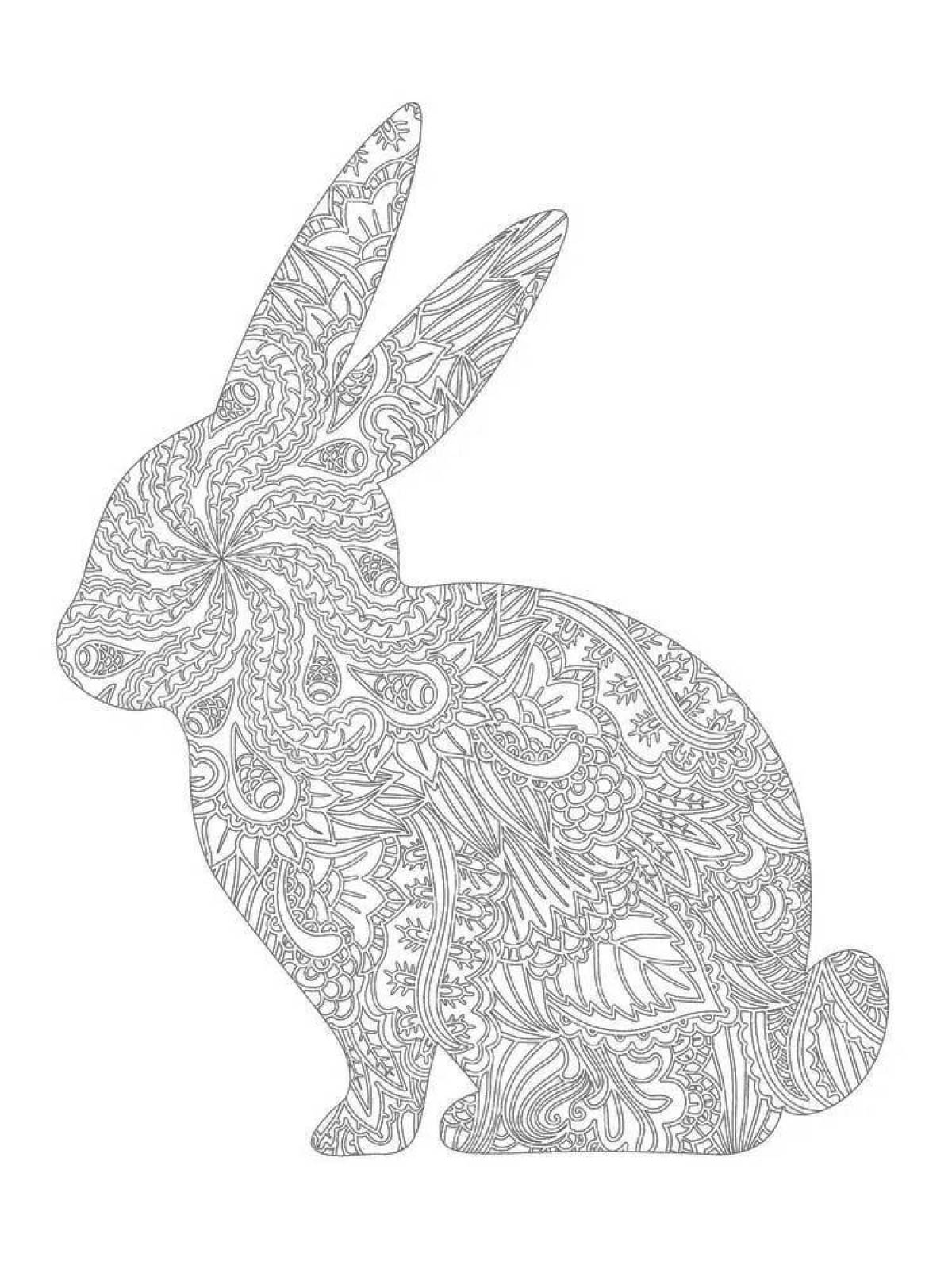 Bright anti-stress coloring hare