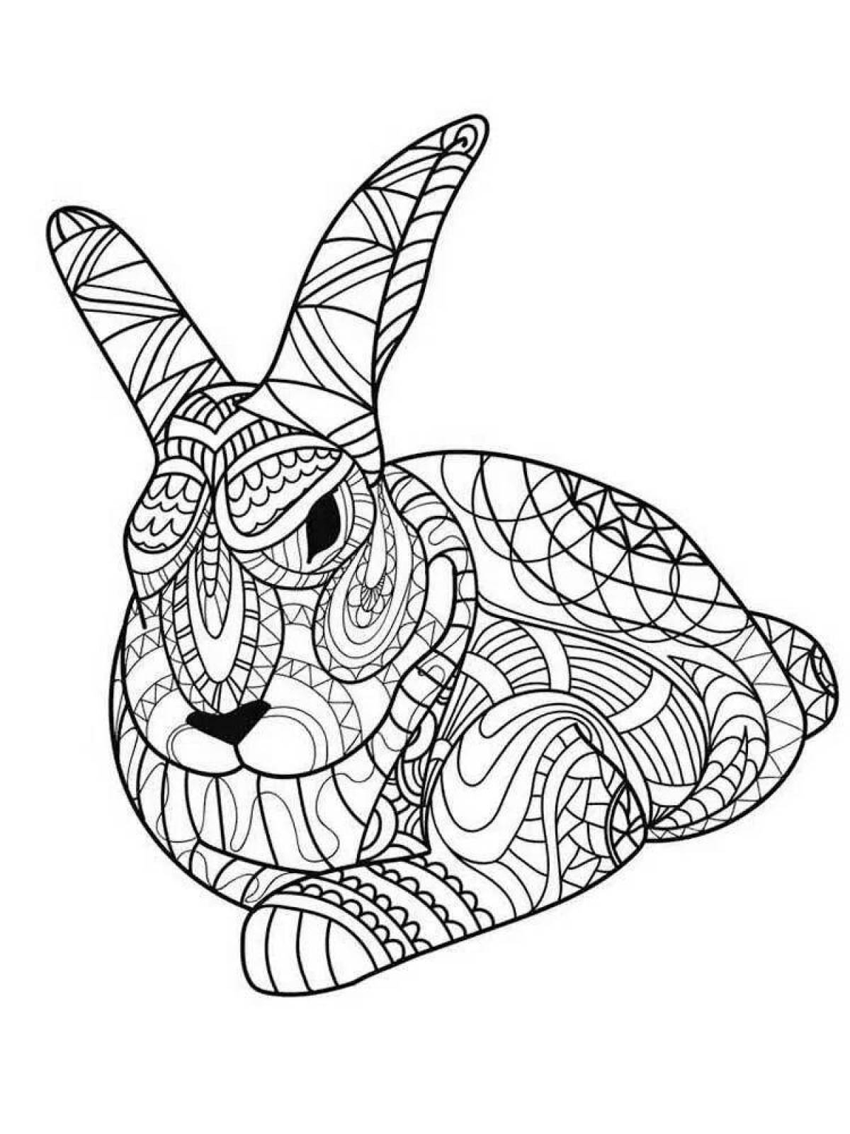 Coloring book cheerful anti-stress hare