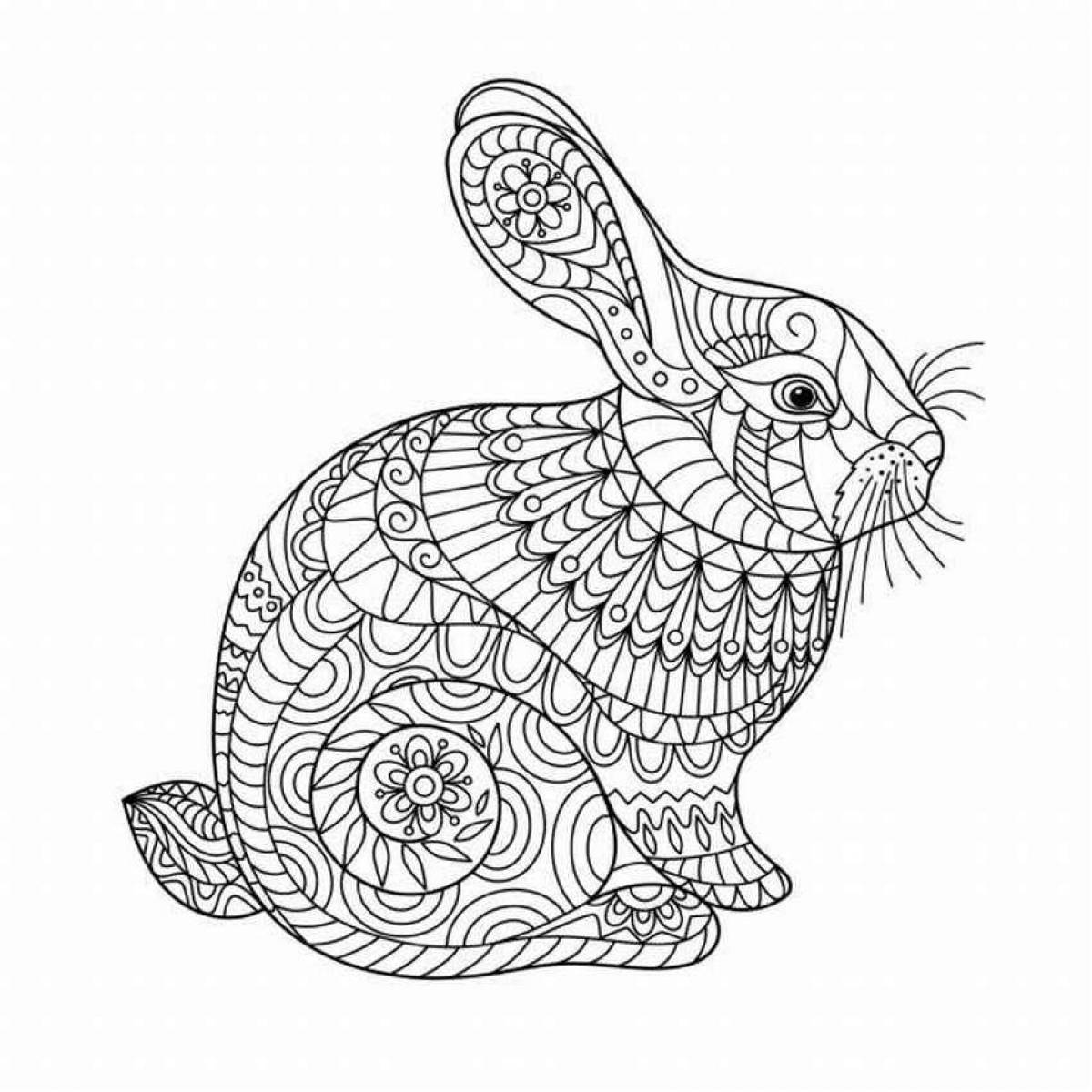 Coloring book calming anti-stress hare